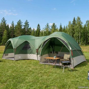 Tenda familiare con telo da pioggia resistente all'acqua Verde