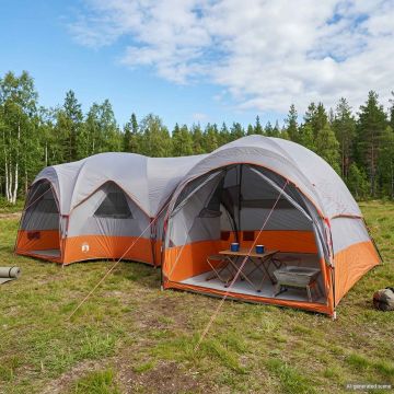 Tenda familiare con telo da pioggia resistente all'acqua