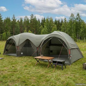 Tenda familiare con telo da pioggia resistente all'acqua