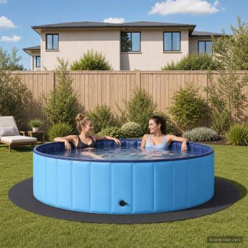 Tappetino per piscina 16 pz Ø 235 cm Rotondo Schiuma EVA Nero