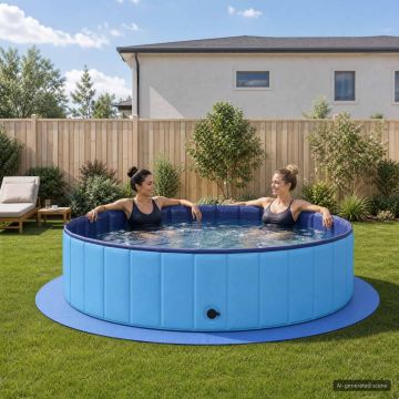 Tappetino per piscina 16 pz Ø 235 cm Rotondo Schiuma EVA Blu