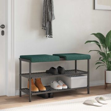 Cuscino per panchina 2 pz Tessuto Verde Scuro Profondità 35 cm