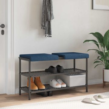 Cuscino per panchina 2 pz Tessuto Blu Profondità 35 cm