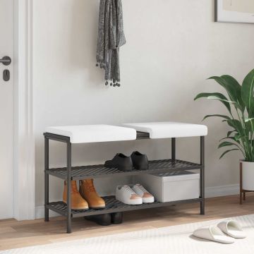 Cuscino per panchina 2 pz Tessuto Bianco Profondità 35 cm