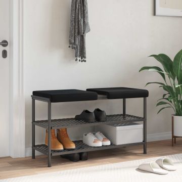 Cuscino per panchina 2 pz Velluto Nero Profondità 35 cm