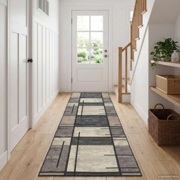 Tappeto Antiscivolo LESAKA Marrone 50 x 250 cm Velluto diamante