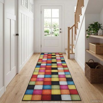 Tappeto Antiscivolo LESAKA colorato 100 x 400 cm Velluto diamante