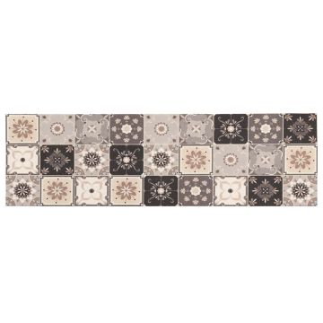 Tappeto da Cucina Mosaico grigio e beige 180 x 60 cm