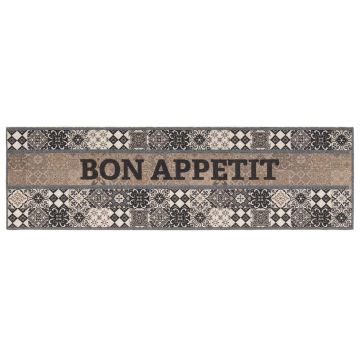 Tappeto da Cucina Grigio buon appetito 180 x 60 cm
