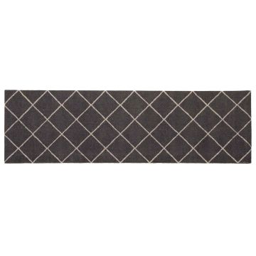 Tappeto da Cucina Antracite a quadri 150 x 45 cm