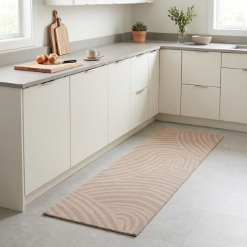 Tappeto da Cucina Taupe scandinavo 150 x 45 cm 100% Poliammide