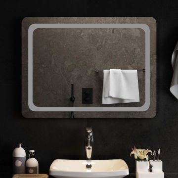 Specchio da bagno LED Trasparente 80 x 60 cm vetro temperato