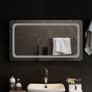 Specchio da bagno LED Trasparente 90 x 50 cm vetro temperato