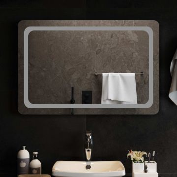 Specchio da bagno LED Trasparente 90 x 60 cm vetro temperato