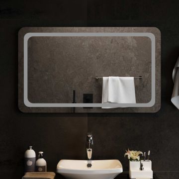 Specchio da bagno LED Trasparente 100 x 60 cm vetro temperato