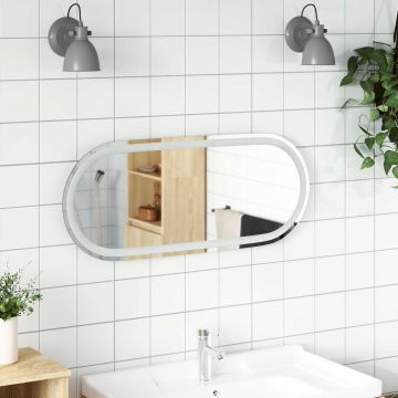 Specchio da bagno LED Trasparente 90 x 40 cm vetro temperato