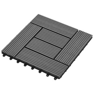 Piastrella per Decking 11 pz Grigio 30 x 30 cm WPC