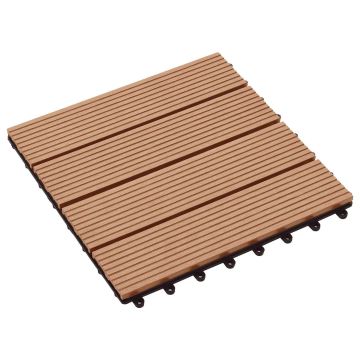 Piastrella per Decking 11 pz Teak riciclato 30 x 30 cm WPC