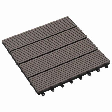 Piastrella per Decking 11 pz Marrone Scuro 30 x 30 cm WPC