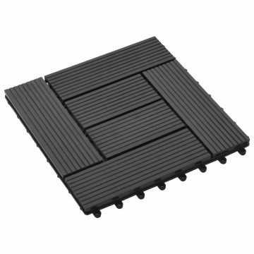 Piastrella per Decking 11 pz Nero 30 x 30 cm WPC