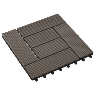 Piastrella per Decking 11 pz Marrone Scuro 30 x 30 cm WPC