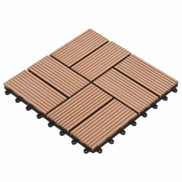 Piastrella per Decking 11 pz Marrone 30 x 30 cm WPC