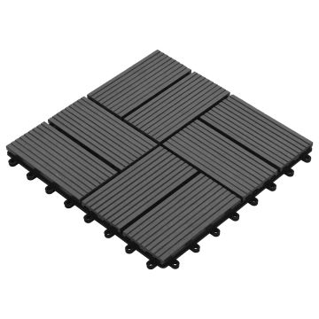 Piastrella per Decking 11 pz Grigio 30 x 30 cm WPC