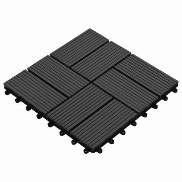 Piastrella per Decking 11 pz Nero 30 x 30 cm WPC