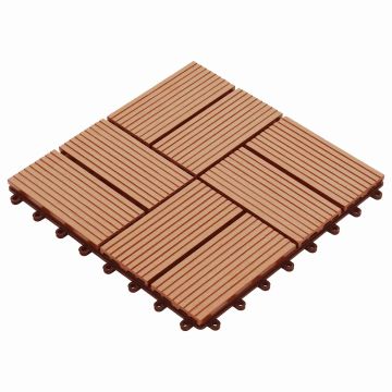 Piastrella per Decking 11 pz Teak riciclato 30 x 30 cm WPC