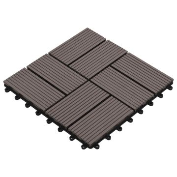 Piastrella per Decking 11 pz Marrone Scuro 30 x 30 cm WPC