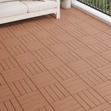 Piastrella per Decking 11 pz Marrone Chiaro 30 x 30 cm WPC