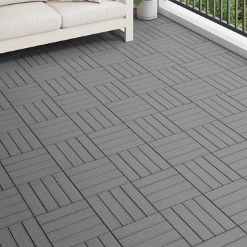 Piastrella per Decking Design 3D 11 pz Grigio 30 x 30 cm WPC