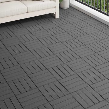 Piastrella per Decking Design 3D 11 pz Nero 30 x 30 cm WPC