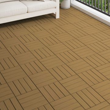 Piastrella per Decking 11 pz Teak riciclato 30 x 30 cm WPC