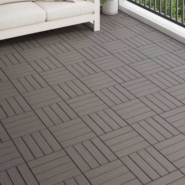 Piastrella per Decking 11 pz Marrone Scuro 30 x 30 cm WPC
