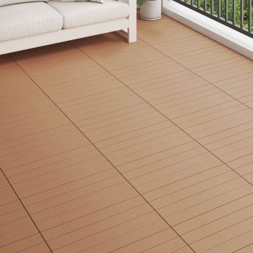 Piastrella per Decking 6 pz Marrone 60 x 30 cm WPC