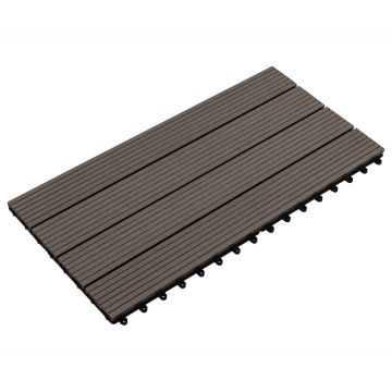 Piastrella per Decking 6 pz Marrone Scuro 60 x 30 cm WPC
