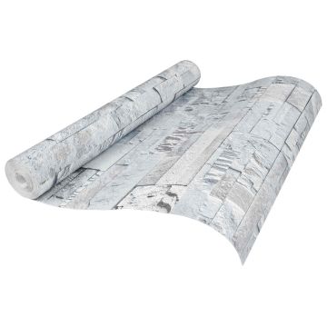 Carta da Parati 3D Pietra Grigio Chiaro 10 x 0,53 m