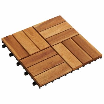 Piastrella per Decking 10 pz Marrone 30 x 30 cm Legno di Acacia