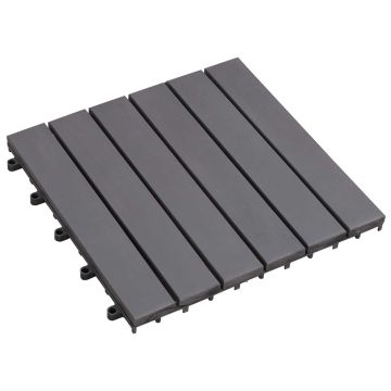 Piastrella per Decking 10 pz Grigio 30 x 30 cm Legno di Acacia