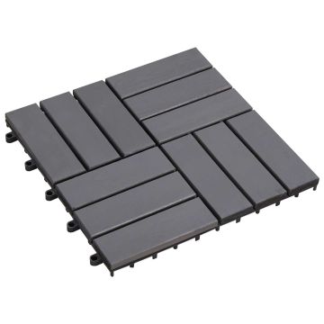 Piastrella per Decking 10 pz Grigio 30 x 30 cm Legno di Acacia