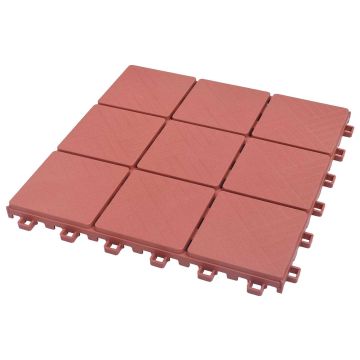 Piastrella per Decking 10 pz Rosso 30,5 x 30,5 x 2,2 cm