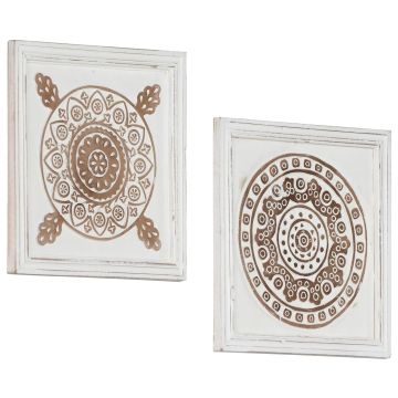 Decorazione artistica 2 pz 40 x 40 x 1,5 cm Marrone e bianco