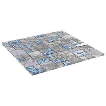 Piastrella Mosaic 22 pz 30 x 30 cm Grigio e Blu Vetro