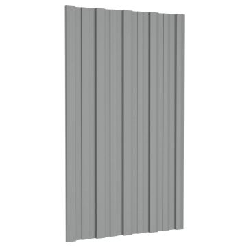 Pannello per tetto 12 pz Grigio 80 x 45 cm Acciaio zincato