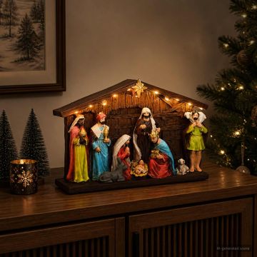 Presepio di Natale SALO 31 x 7,5 x 21,5 cm Resina Multicolore