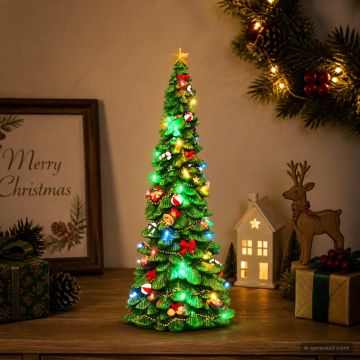 Albero di Natale con luci SALO 16,5 x 15,5 x 40 cm Resina Verde