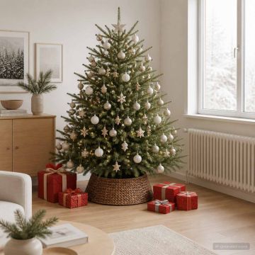 Collare per Albero di Natale Rotondo Marrone Ø 75 x 25 cm