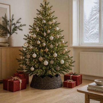 Collare per Albero di Natale Rotondo Nero Ø 75 x 25 cm