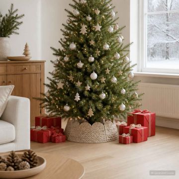 Collare per Albero di Natale Rotondo Bianco Ø 60 x 22 cm